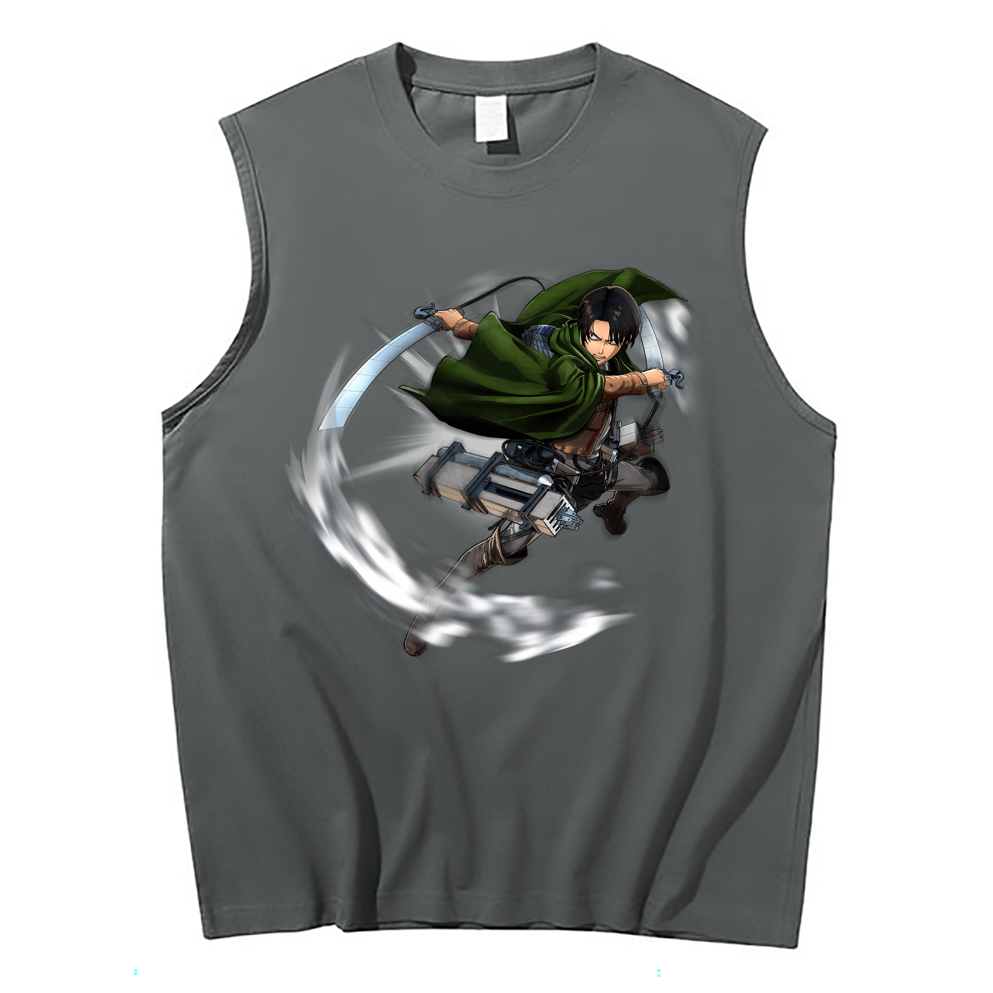 （画像用） 進撃の巨人 リヴァイ·アッカーマン Attack on Titan Levi Ackerman コットン100％タンクトップ（フロントプリント）